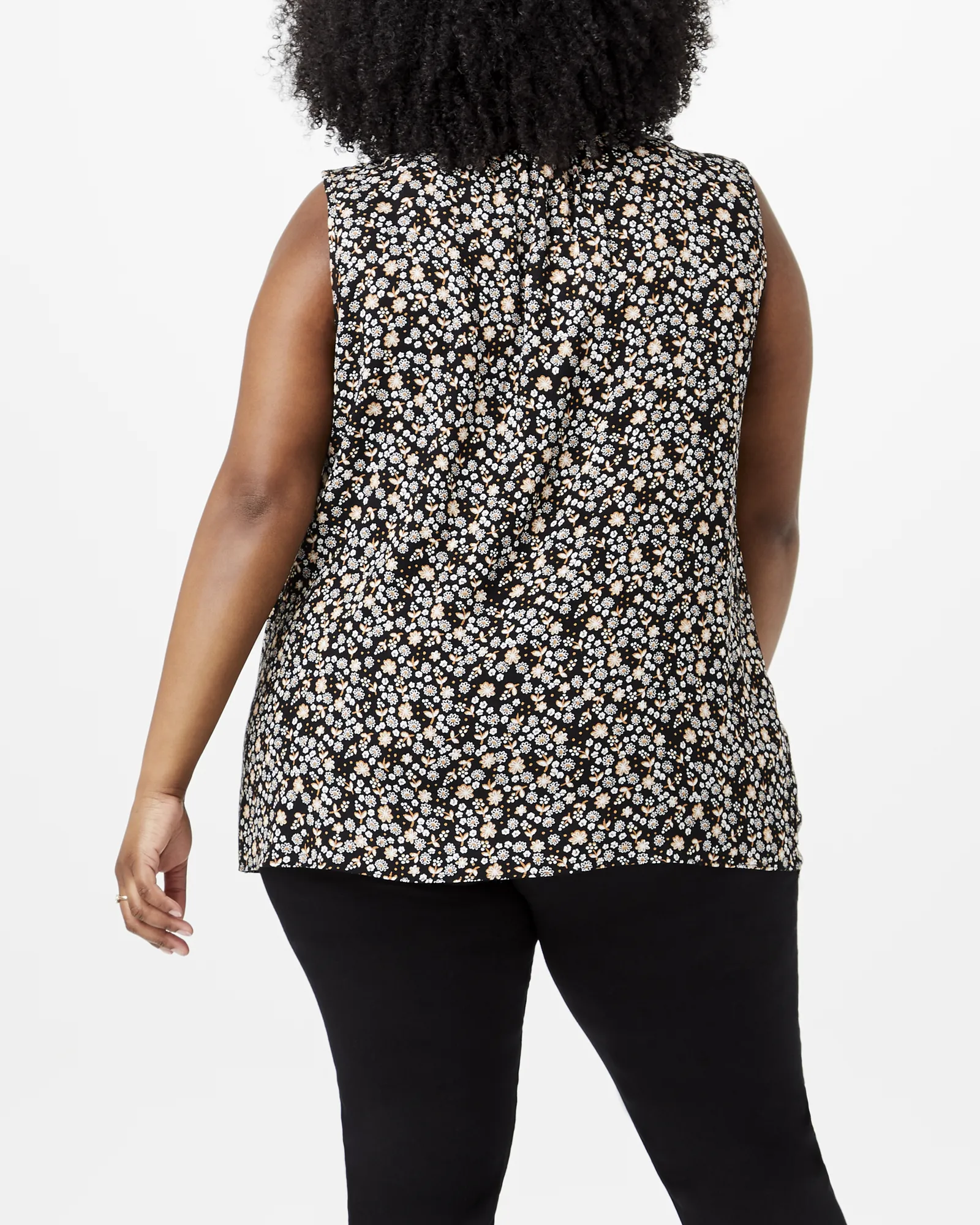 Angie Sleeveless Blouse | Black / Tan