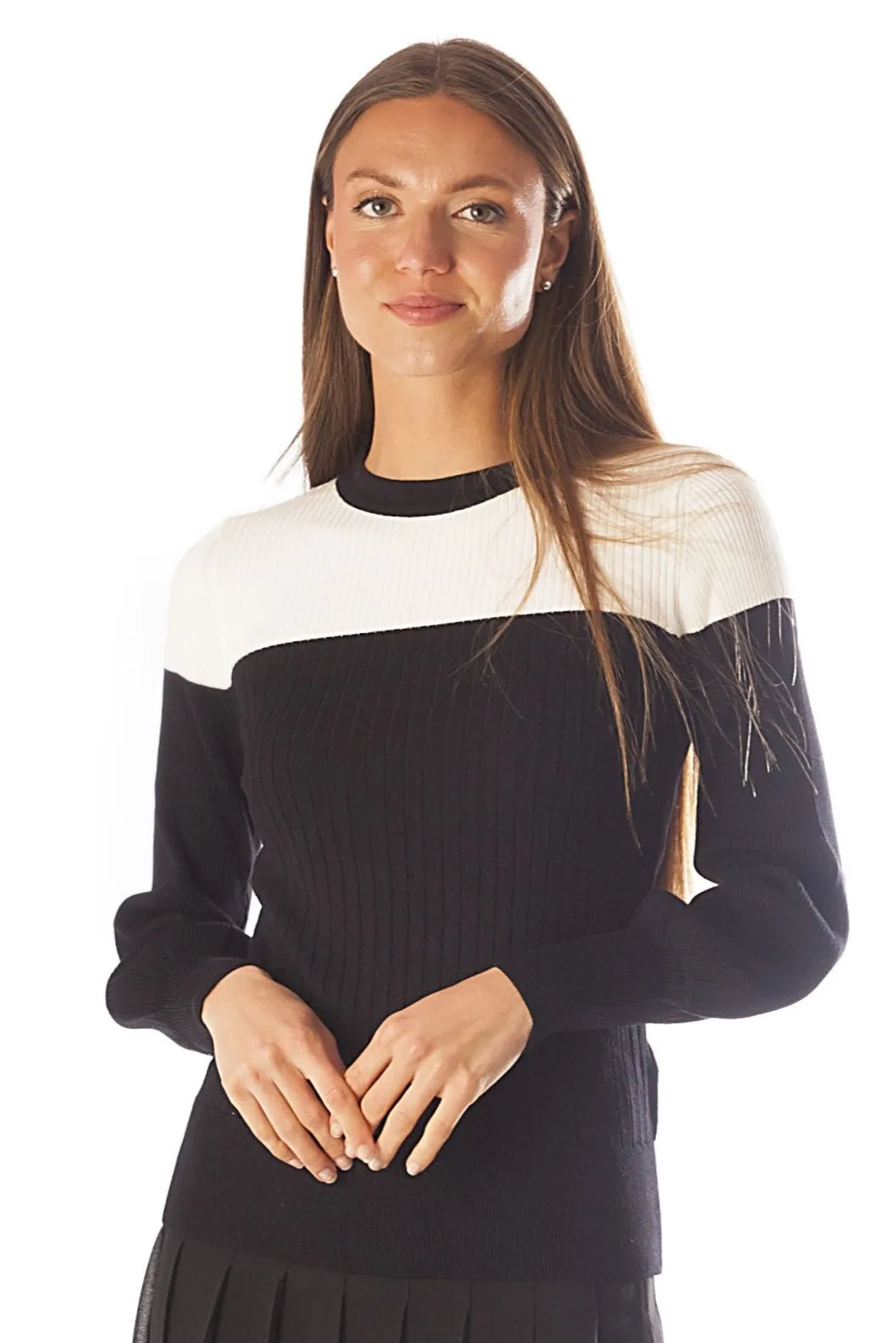 Balloon Sleeve Color Block Sweater