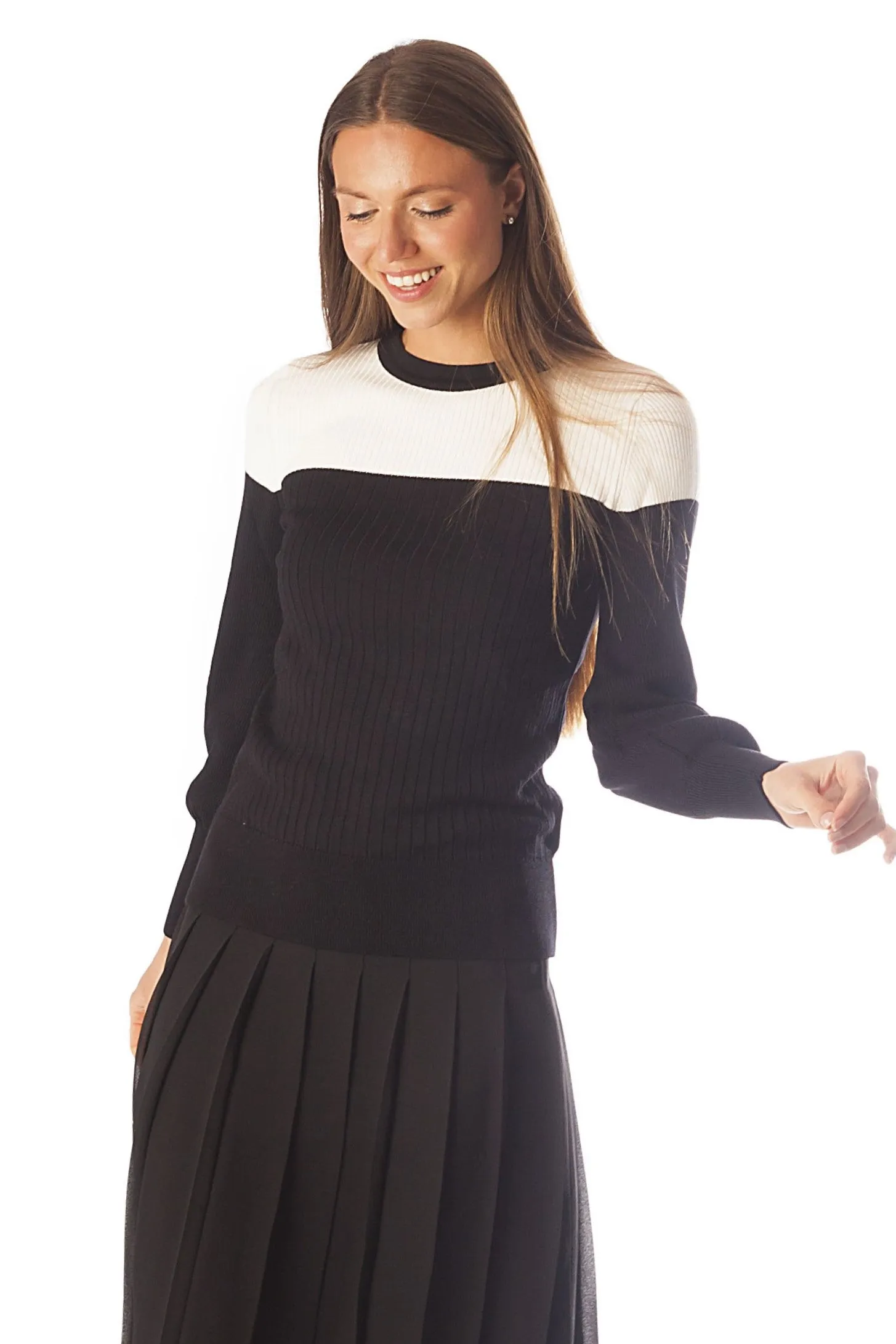 Balloon Sleeve Color Block Sweater