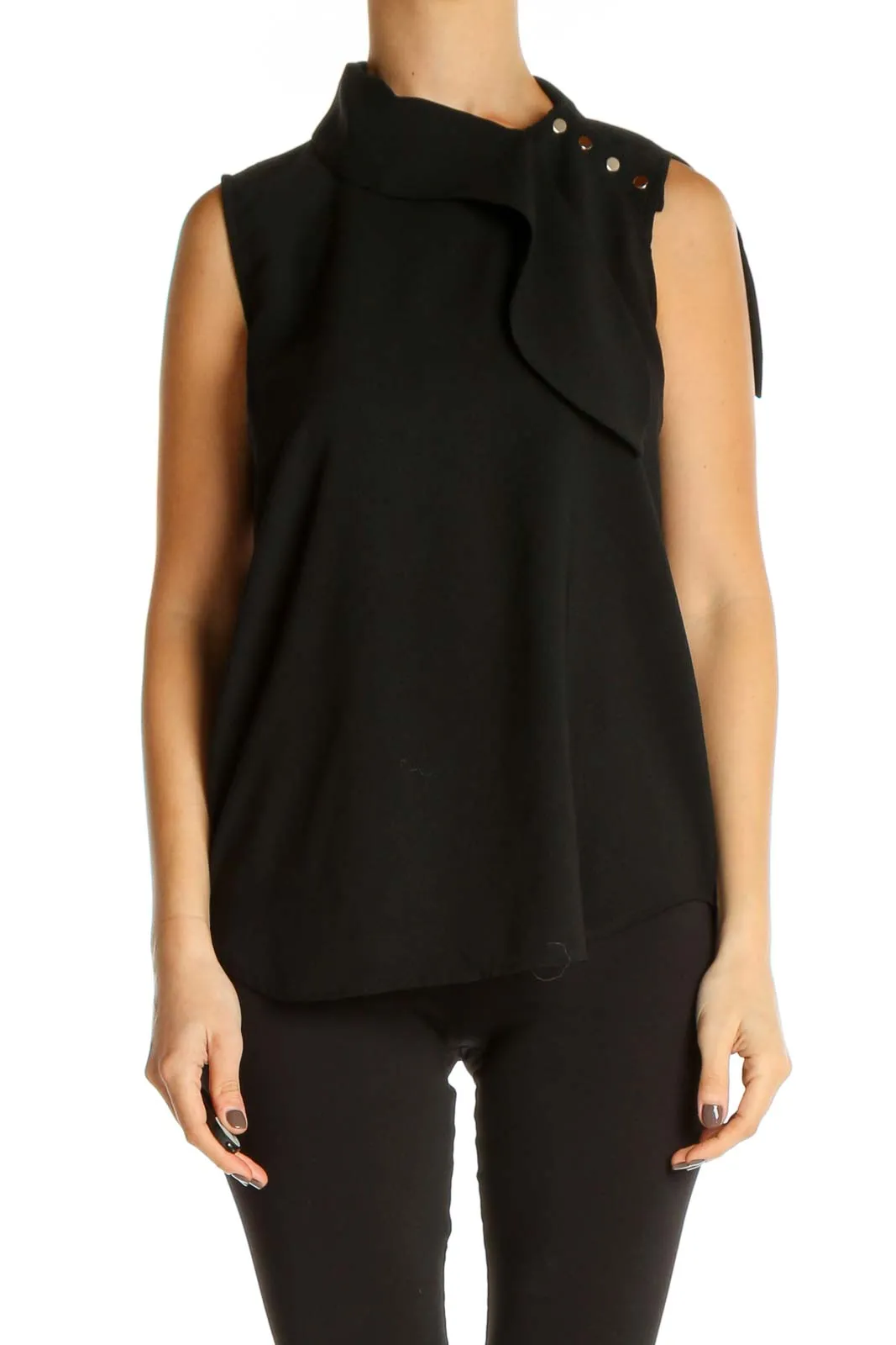 Black Solid Classic Blouse