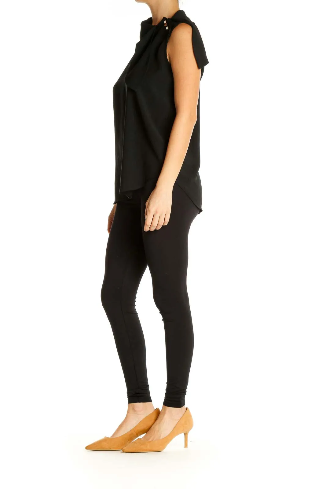 Black Solid Classic Blouse