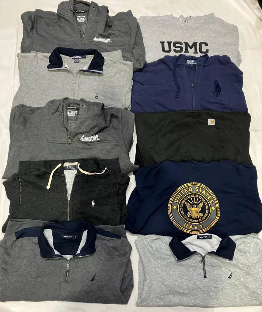 Carhartt, Ralph Lauren Polo, Nautica USMC Sweatshirt 15 Pieces