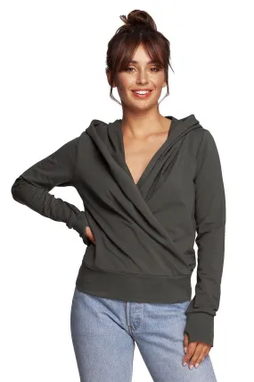 Chic Envelope Design Hooded Sweatshirt with Trendy Thumb Cutouts