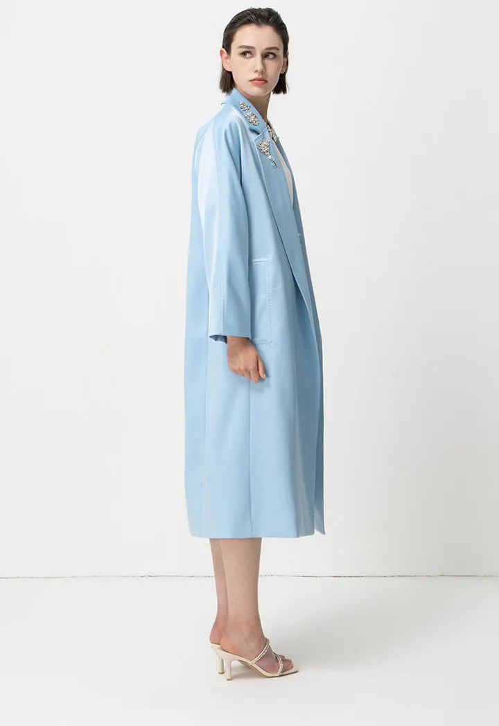 Choice Solid Outerwear With Collar-Embellished Mint