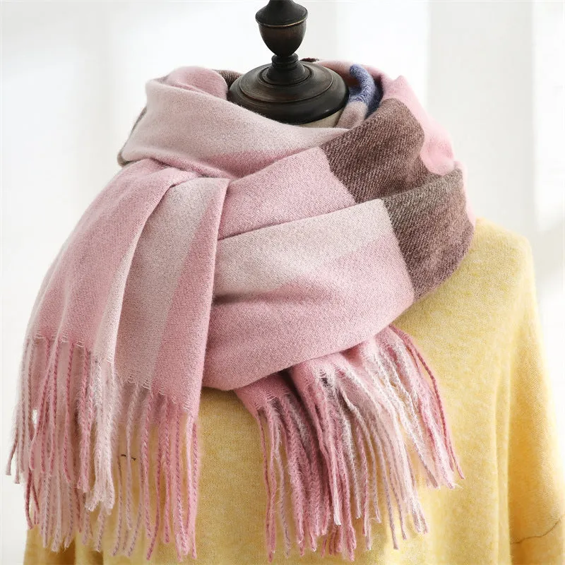 Classic British Plaid  Cashmere Feel Winter Scarf Wrap Super Soft for Women