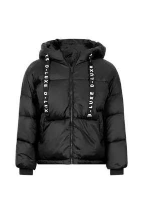 D-Luxe Hooded Puffer Jacket in Black