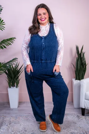 Denim Dreams And Stylish Seams Dark Denim Romper - RMP829DDN