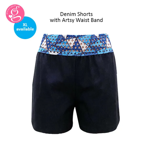 Denim Shorts with Artsy Waist Band