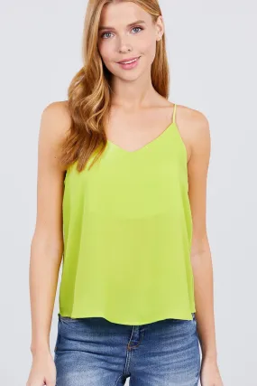 Double V-neck Cami Woven Top