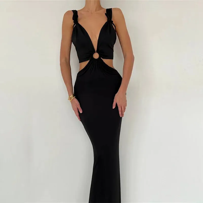 Elegant Backless Bandage Maxi Gown