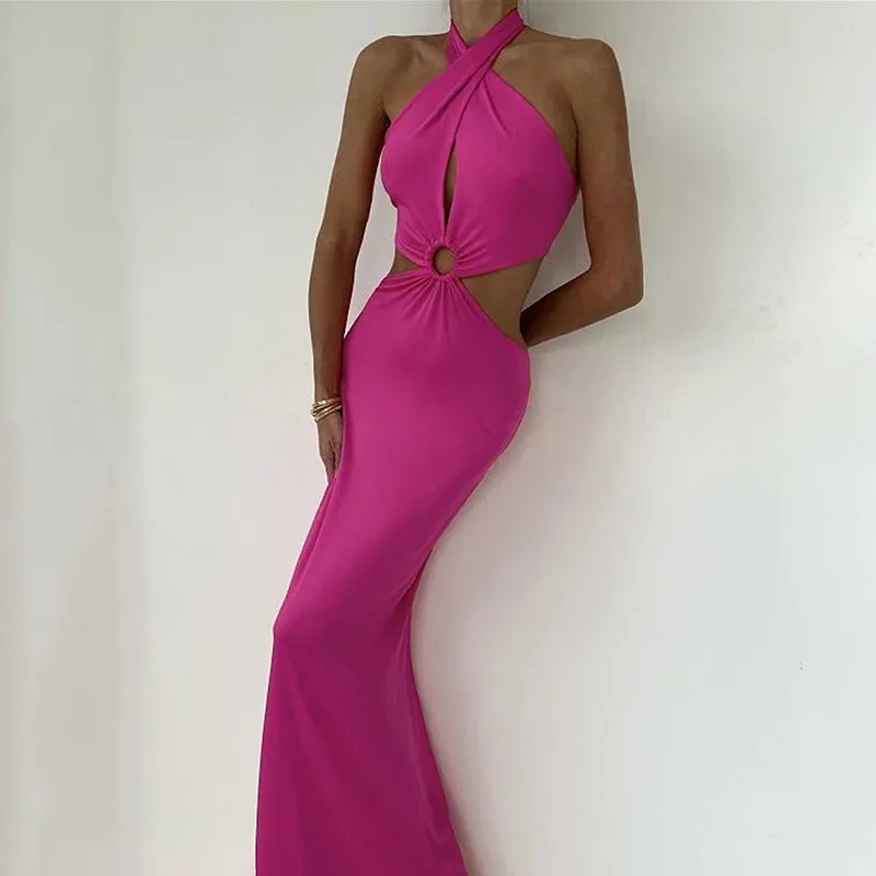 Elegant Backless Bandage Maxi Gown