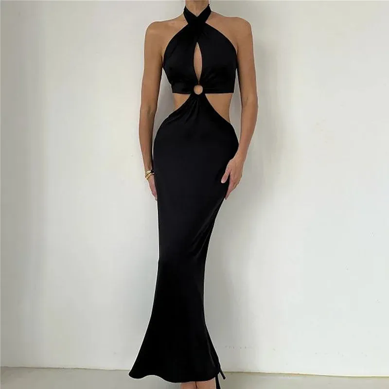 Elegant Backless Bandage Maxi Gown