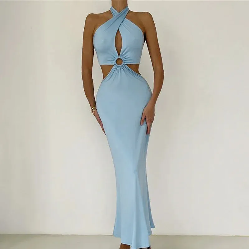 Elegant Backless Bandage Maxi Gown