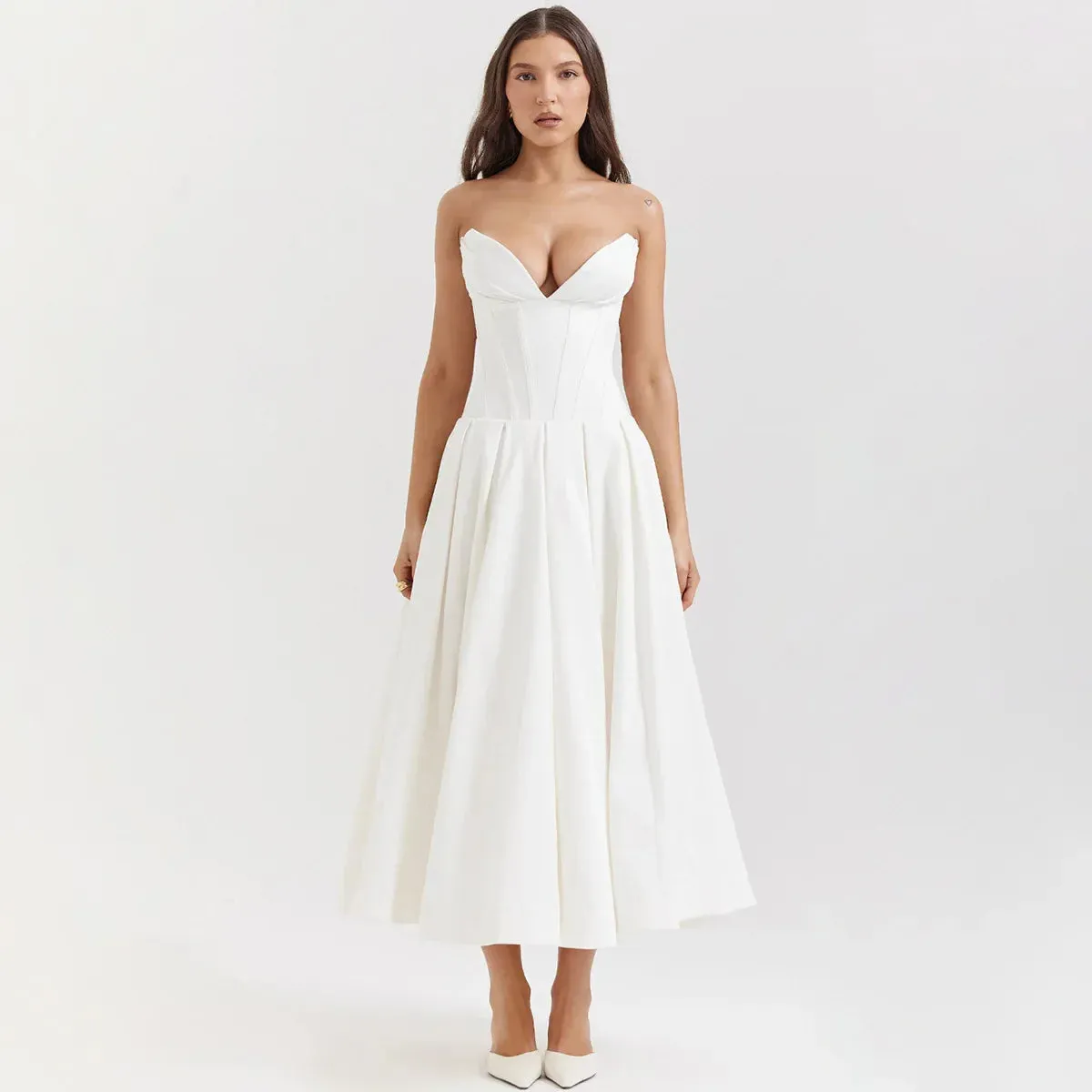 Elegant Maxi Dress with Off-shoulder and Backless Design