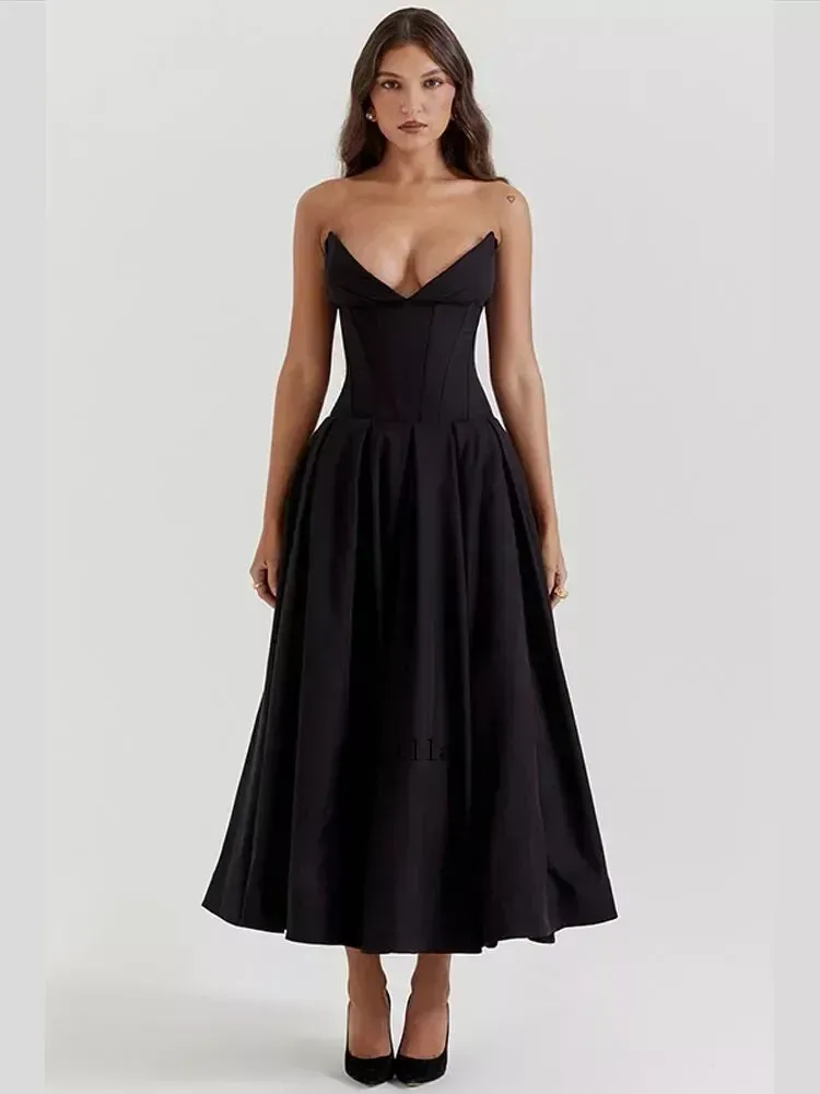 Elegant Maxi Dress with Off-shoulder and Backless Design