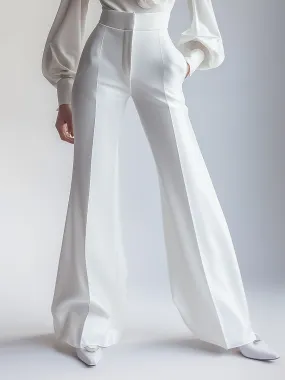 Elegant White High-Waisted Trousers