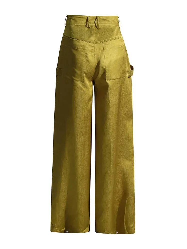 Elegant Wide Leg Pants with Oversized Pockets