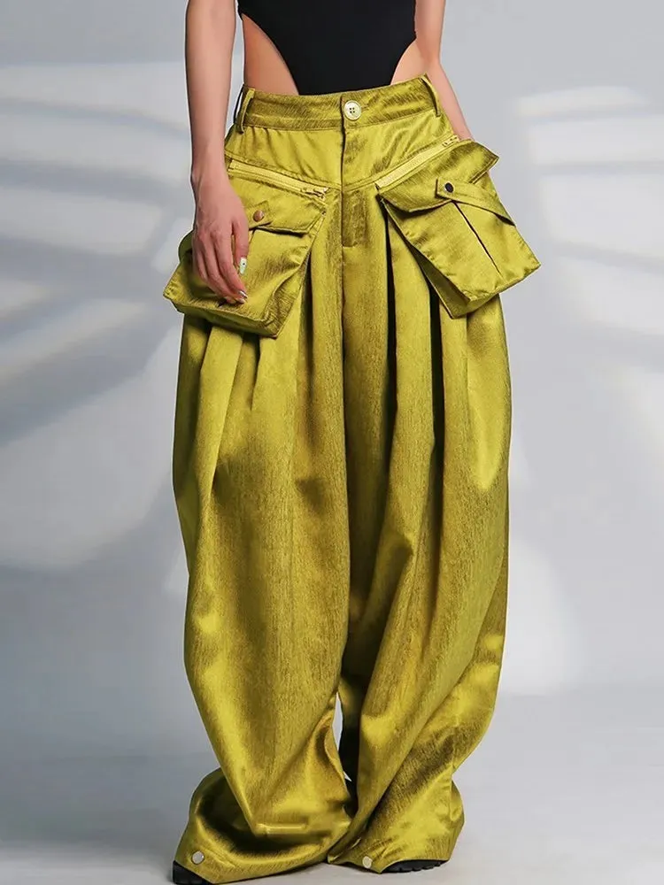 Elegant Wide Leg Pants with Oversized Pockets