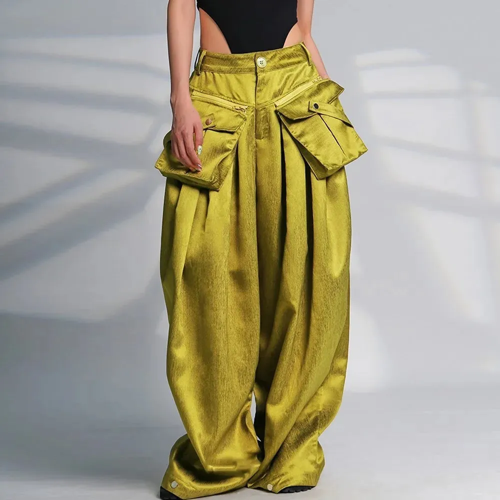 Elegant Wide Leg Pants with Oversized Pockets