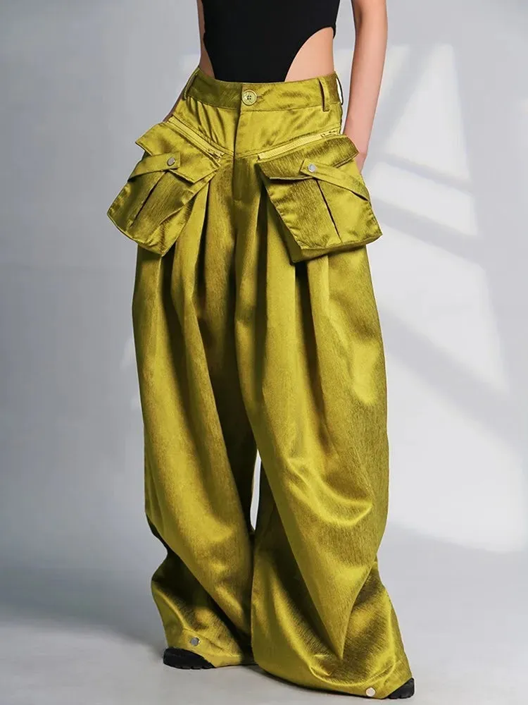 Elegant Wide Leg Pants with Oversized Pockets