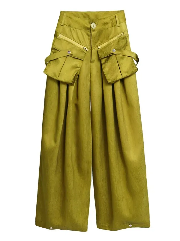 Elegant Wide Leg Pants with Oversized Pockets