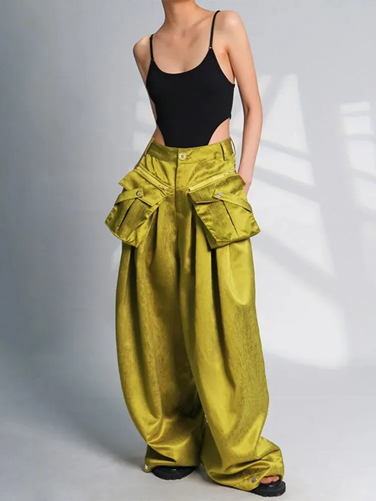 Elegant Wide Leg Pants with Oversized Pockets