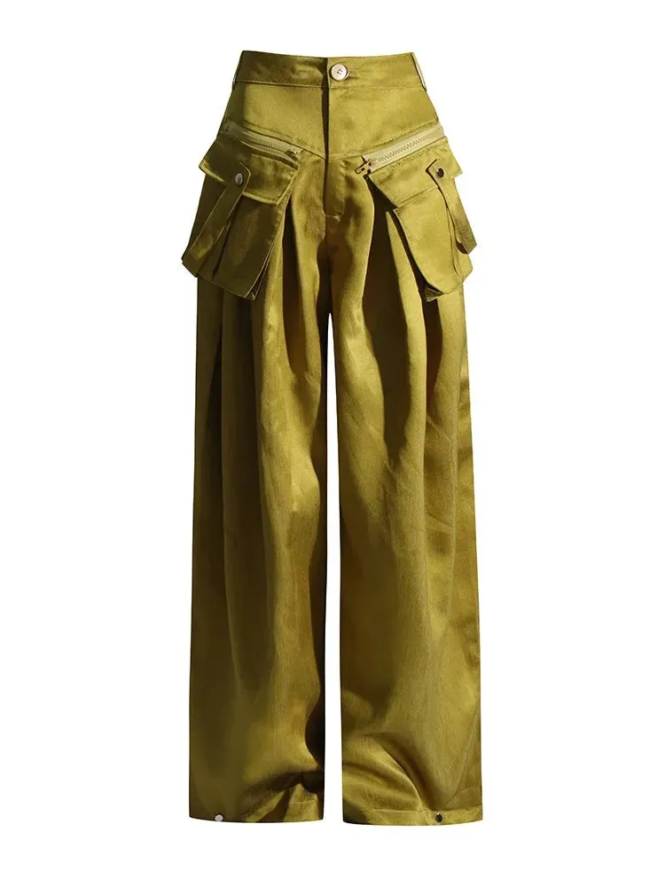 Elegant Wide Leg Pants with Oversized Pockets