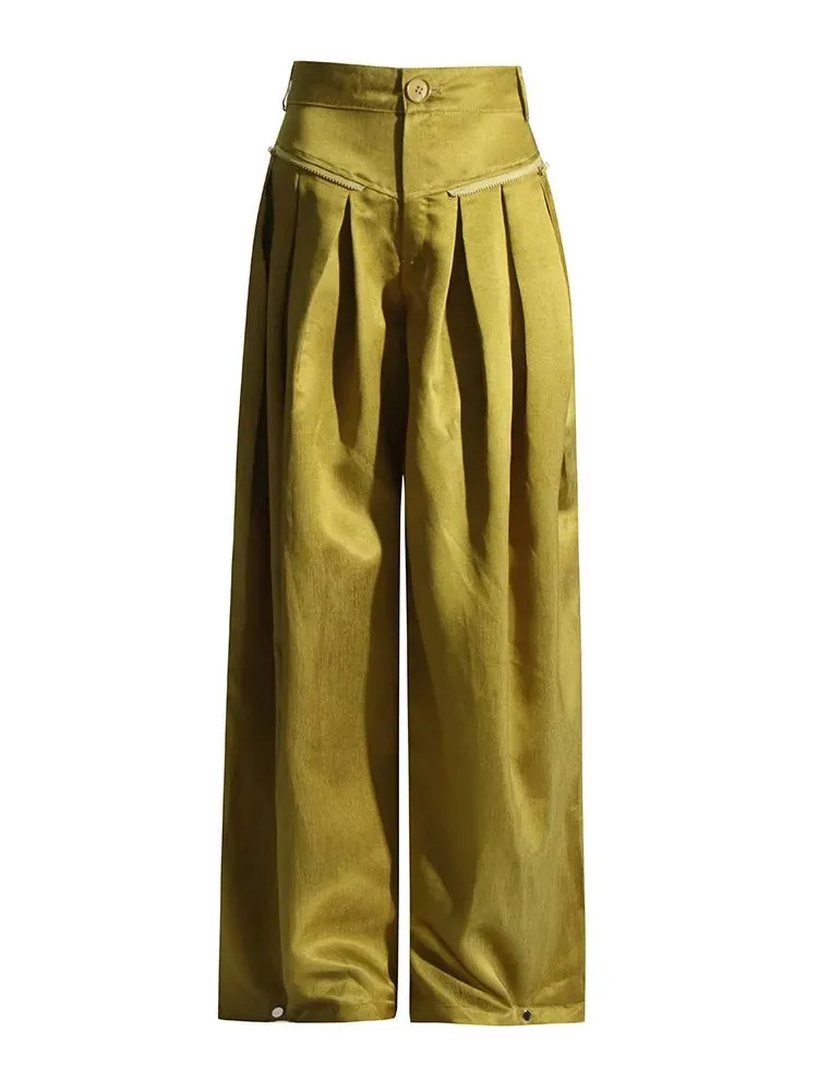 Elegant Wide Leg Pants with Oversized Pockets