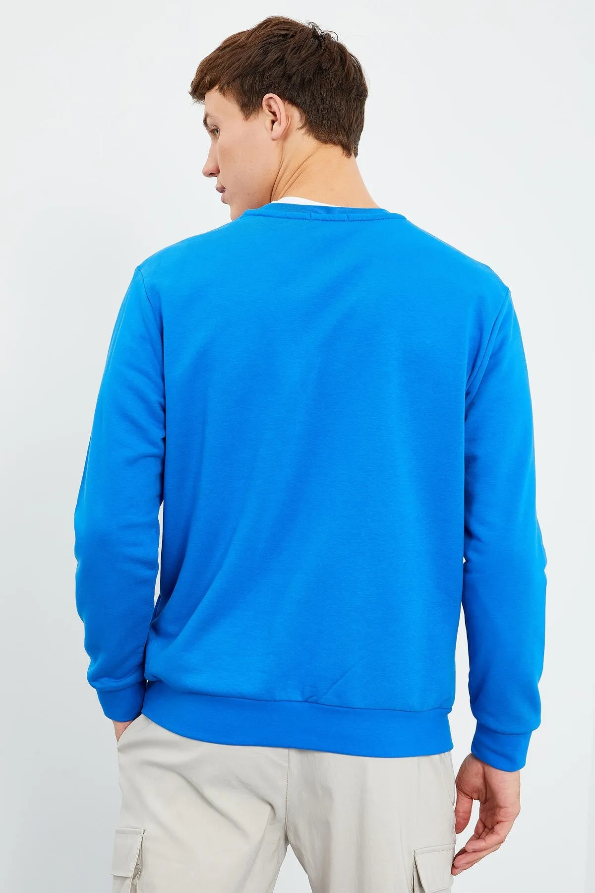 erkek yazi baskili o yaka rahat form sweatshirt - 88037