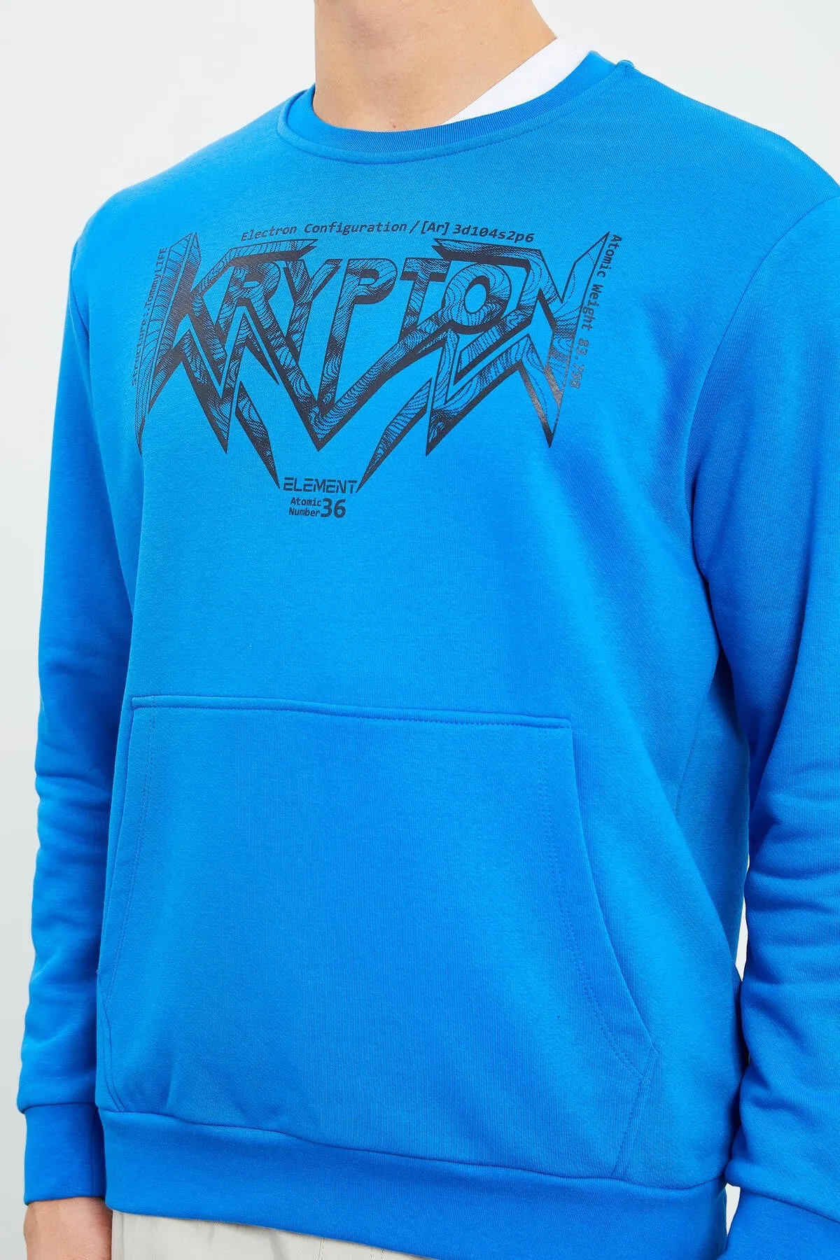 erkek yazi baskili o yaka rahat form sweatshirt - 88037