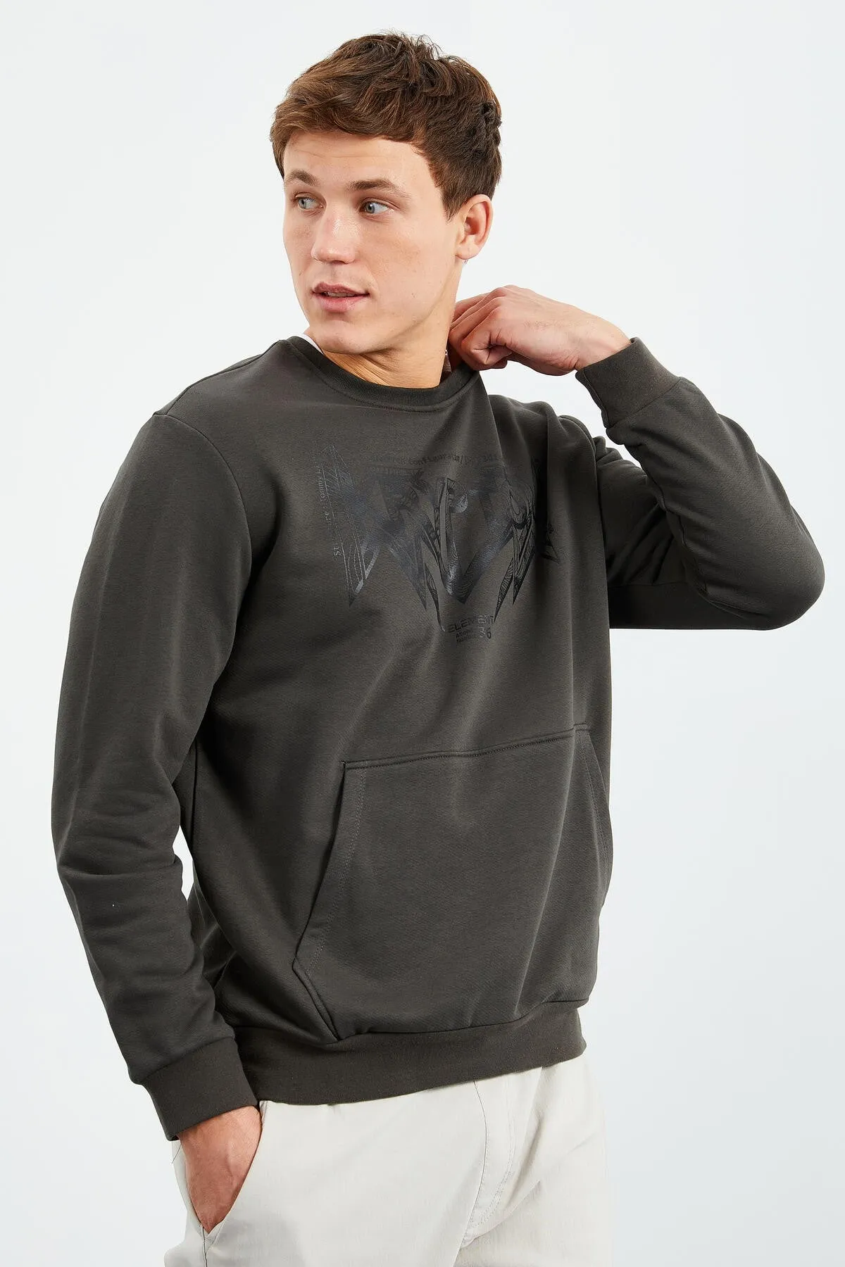 erkek yazi baskili o yaka rahat form sweatshirt - 88037