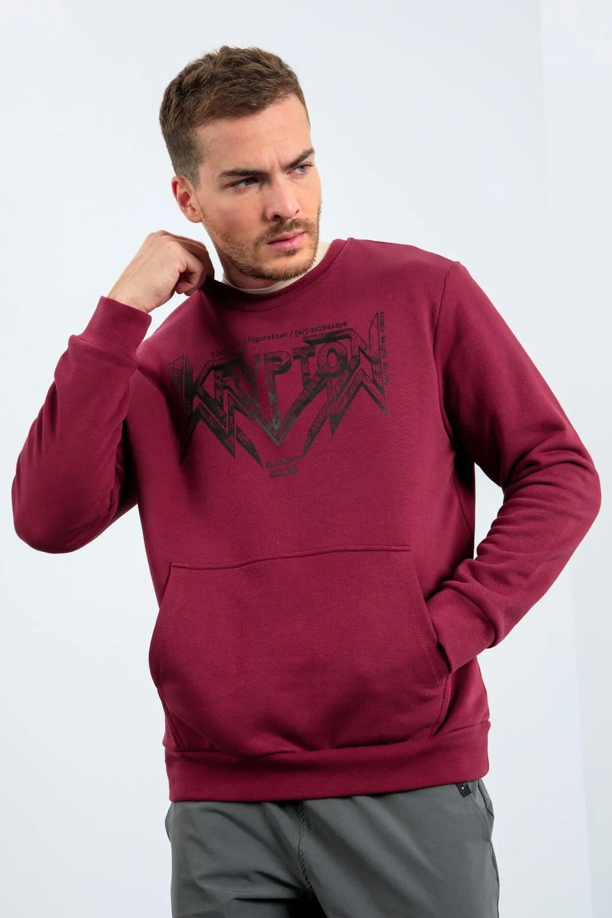 erkek yazi baskili o yaka rahat form sweatshirt - 88037