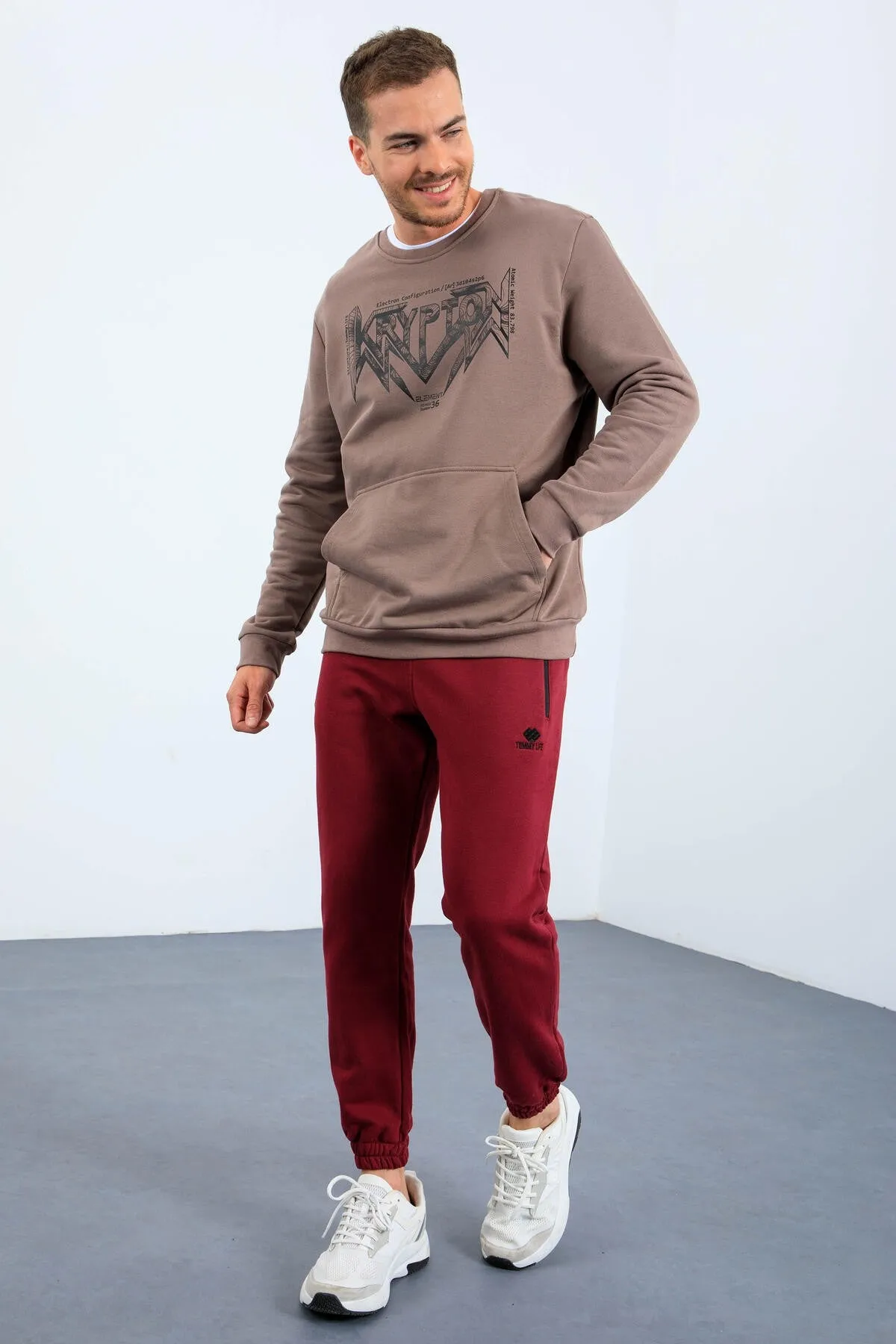 erkek yazi baskili o yaka rahat form sweatshirt - 88037