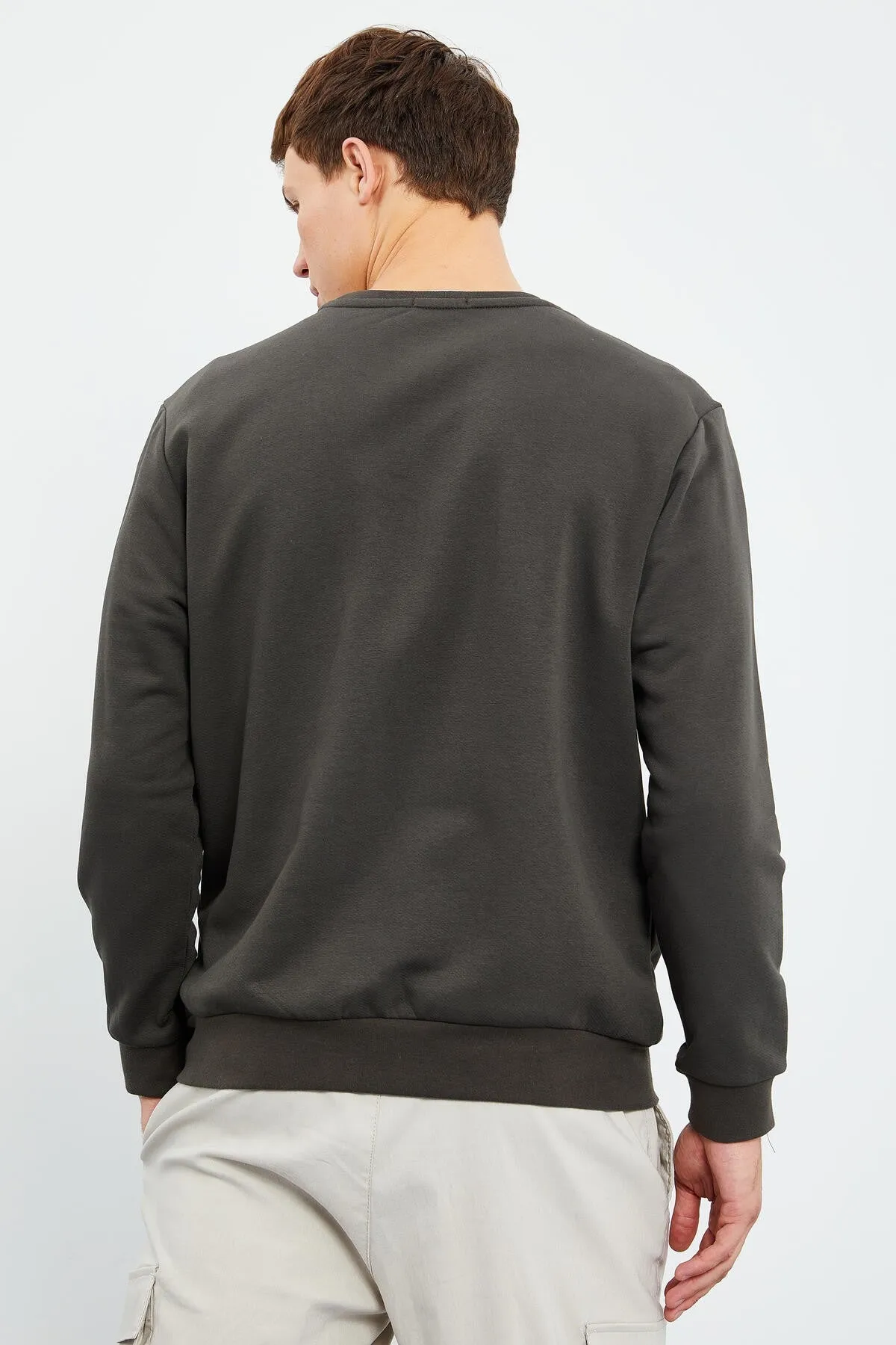 erkek yazi baskili o yaka rahat form sweatshirt - 88037