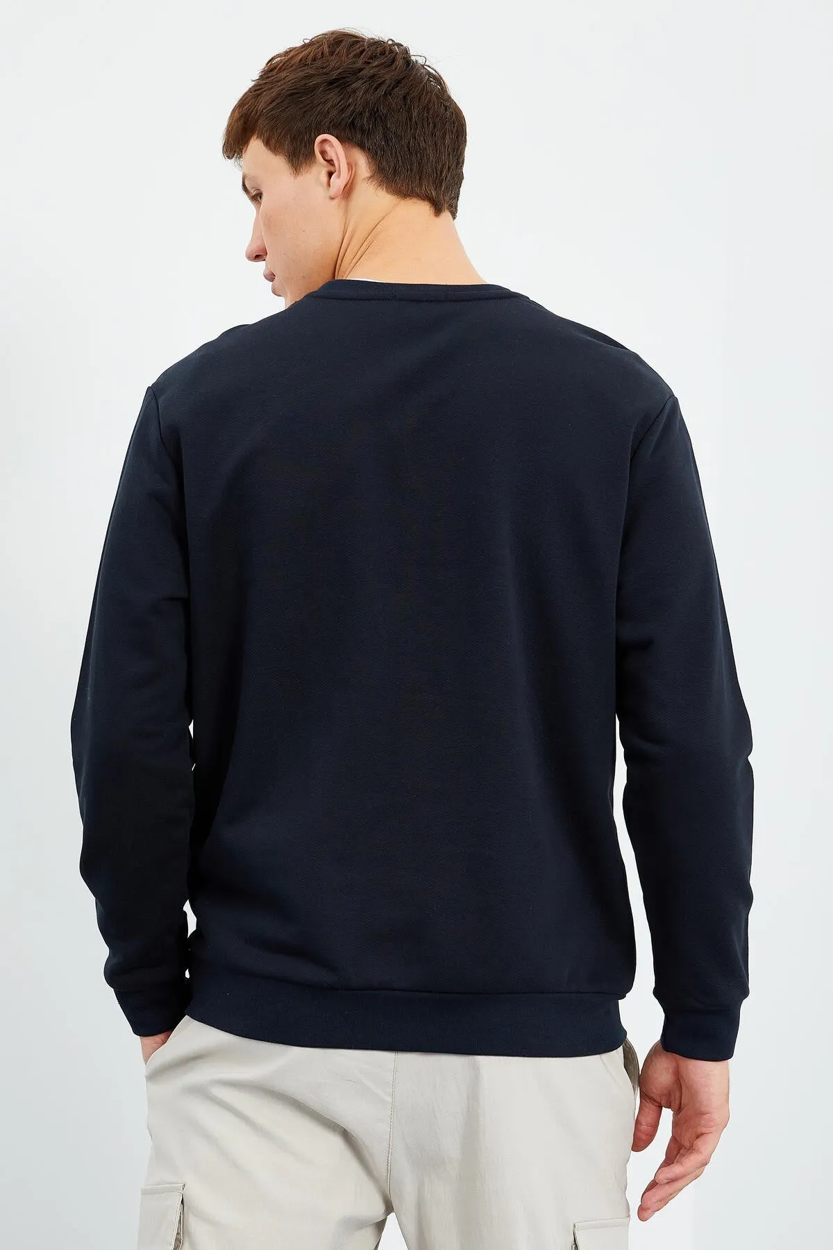 erkek yazi baskili o yaka rahat form sweatshirt - 88037