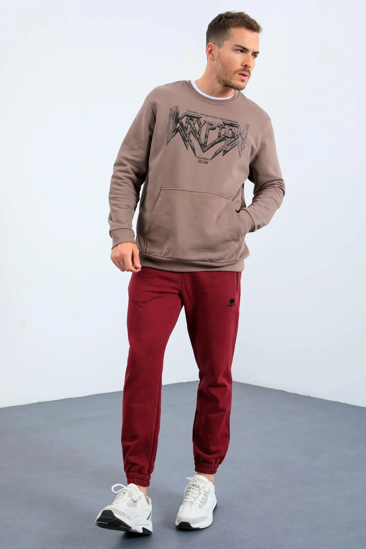 erkek yazi baskili o yaka rahat form sweatshirt - 88037