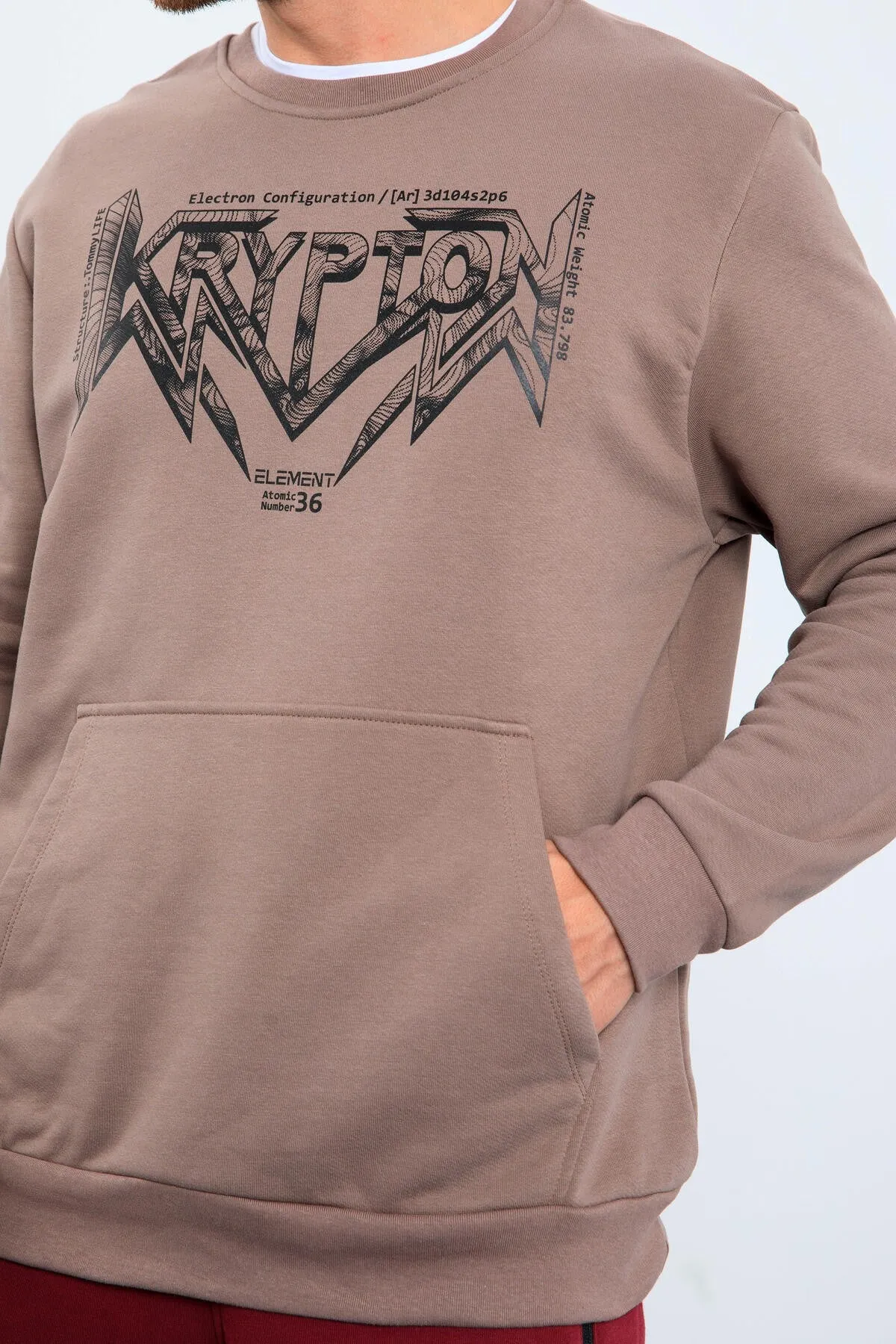 erkek yazi baskili o yaka rahat form sweatshirt - 88037