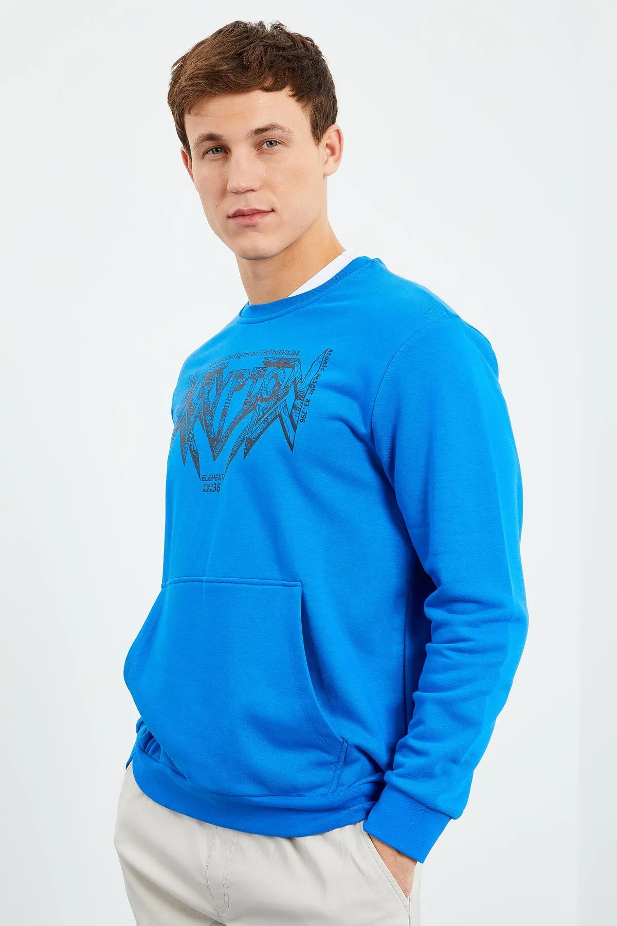 erkek yazi baskili o yaka rahat form sweatshirt - 88037