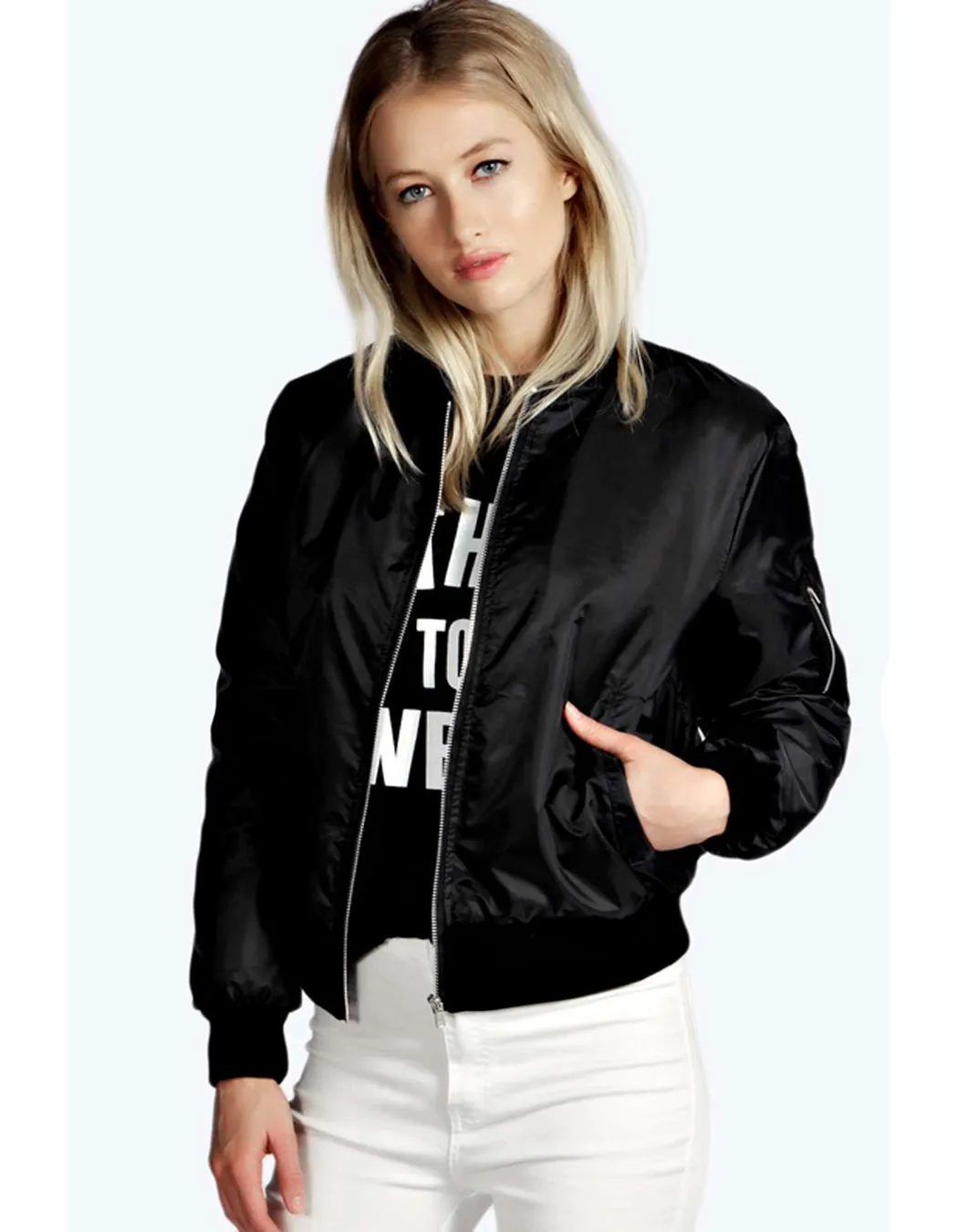 Europe Solid Colored Trendy Zipper Jacket Women Outerwear