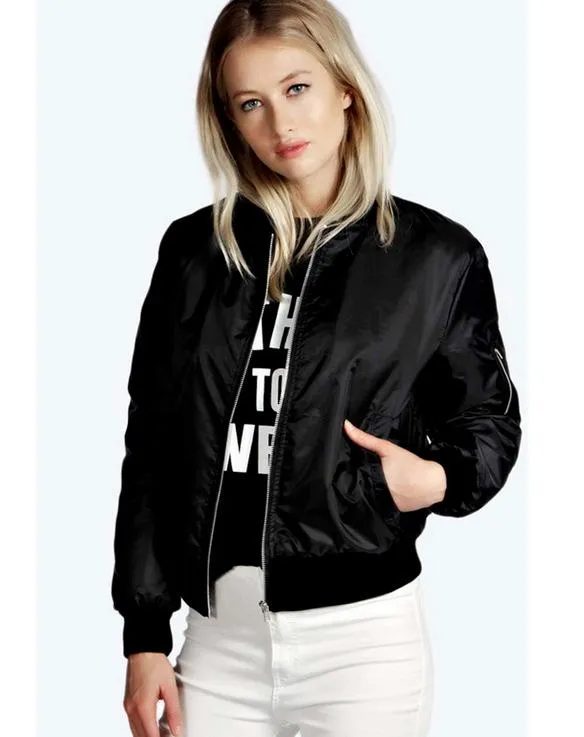 Europe Solid Colored Trendy Zipper Jacket Women Outerwear