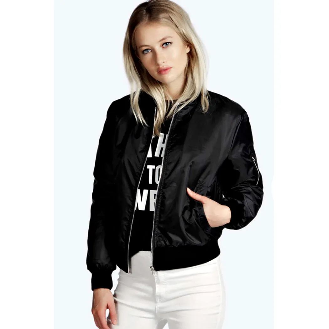 Europe Solid Colored Trendy Zipper Jacket Women Outerwear