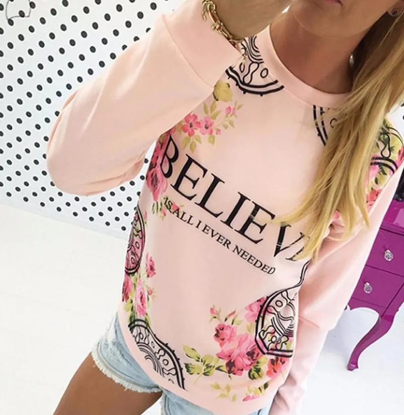 Female Stylish Casual Sweatshirt With Floral Print