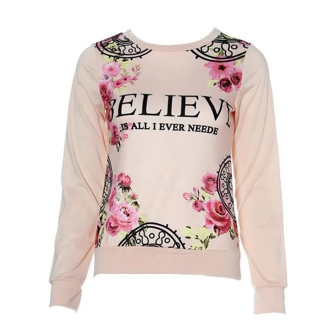 Female Stylish Casual Sweatshirt With Floral Print