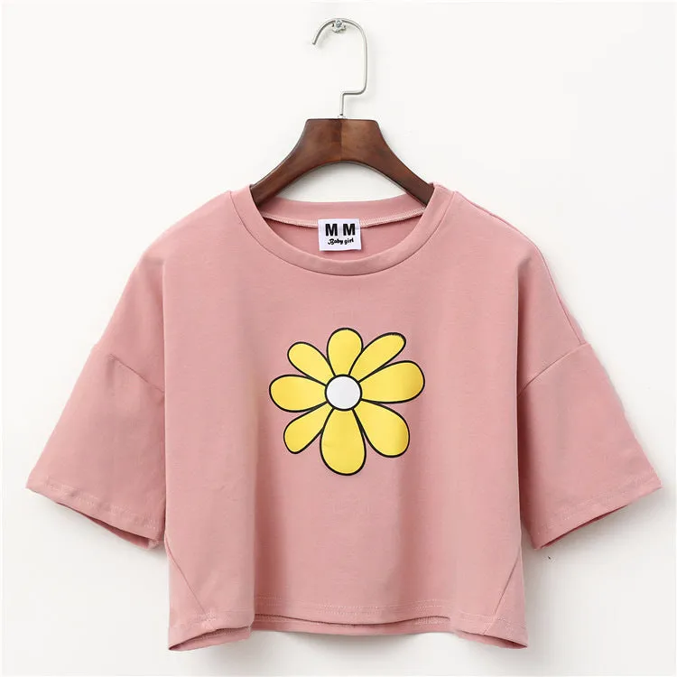 Floral Print Harajuku Style Crop Top Shirt