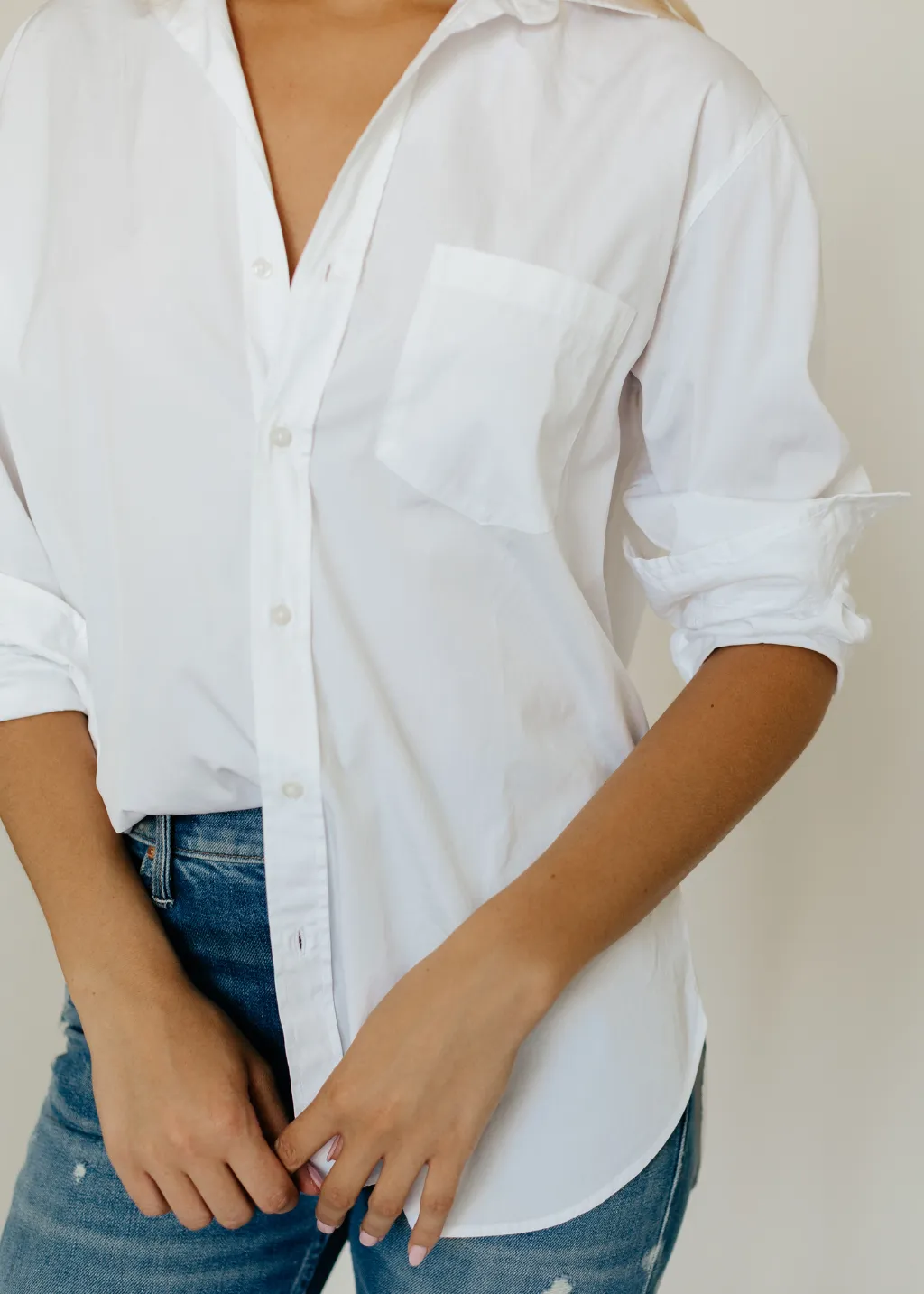 Frank & Eileen 'Joedy' Boyfriend Button-Up in White