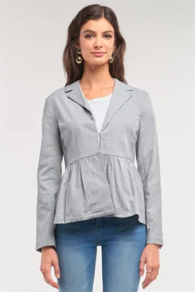 Grey Long Sleeve Open Front Flare Bottom Babydoll Jacket /1-2-2-1