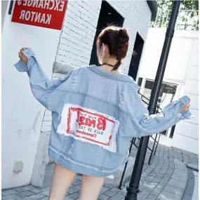 Harajuku BF Ripped Denim Loose Trendy Jacket Outerwear