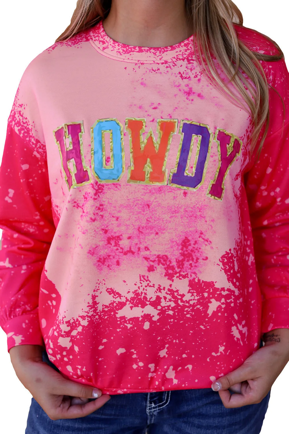 HOWDY Graphic Western Tie Dye Sweatshirt