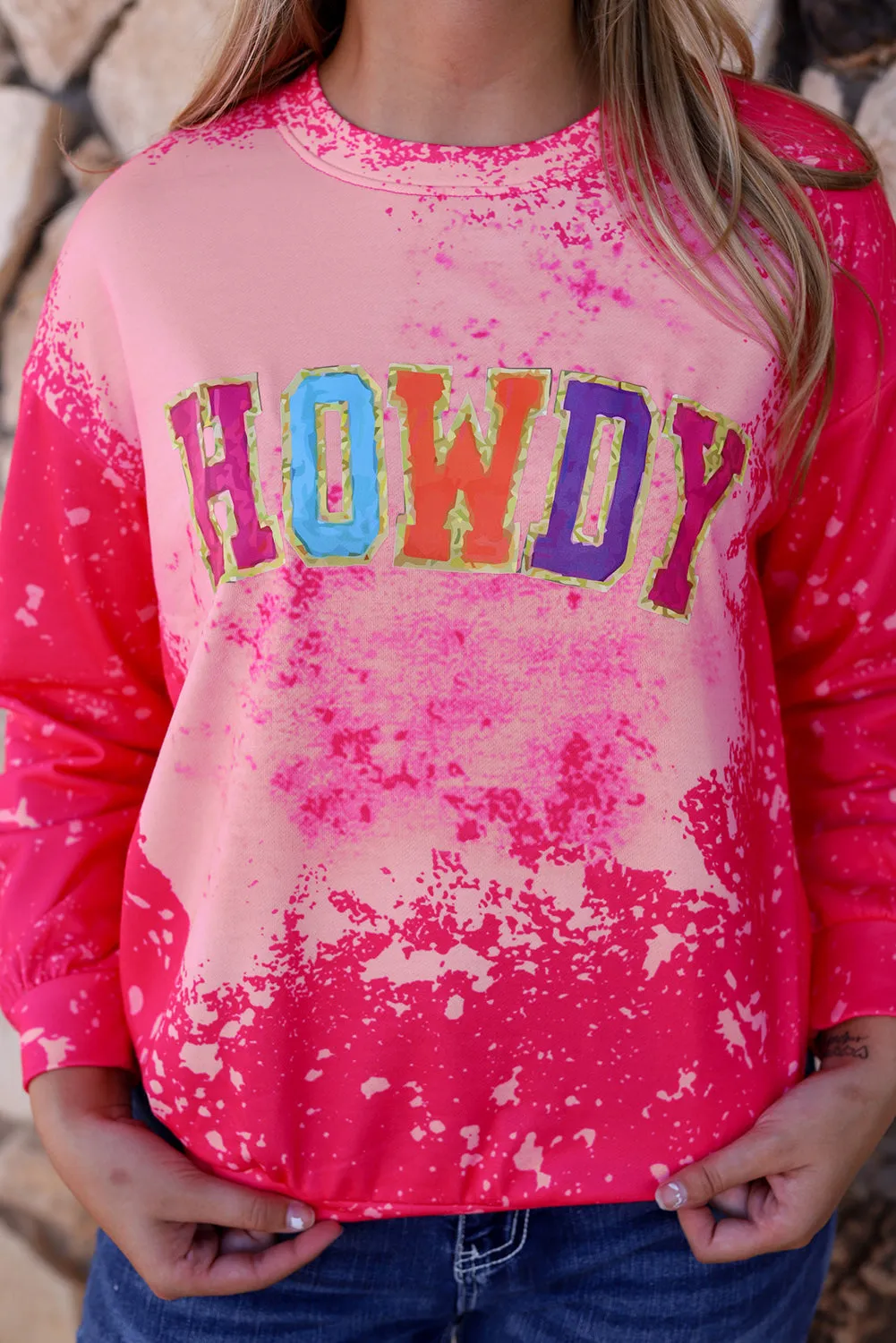 HOWDY Graphic Western Tie Dye Sweatshirt