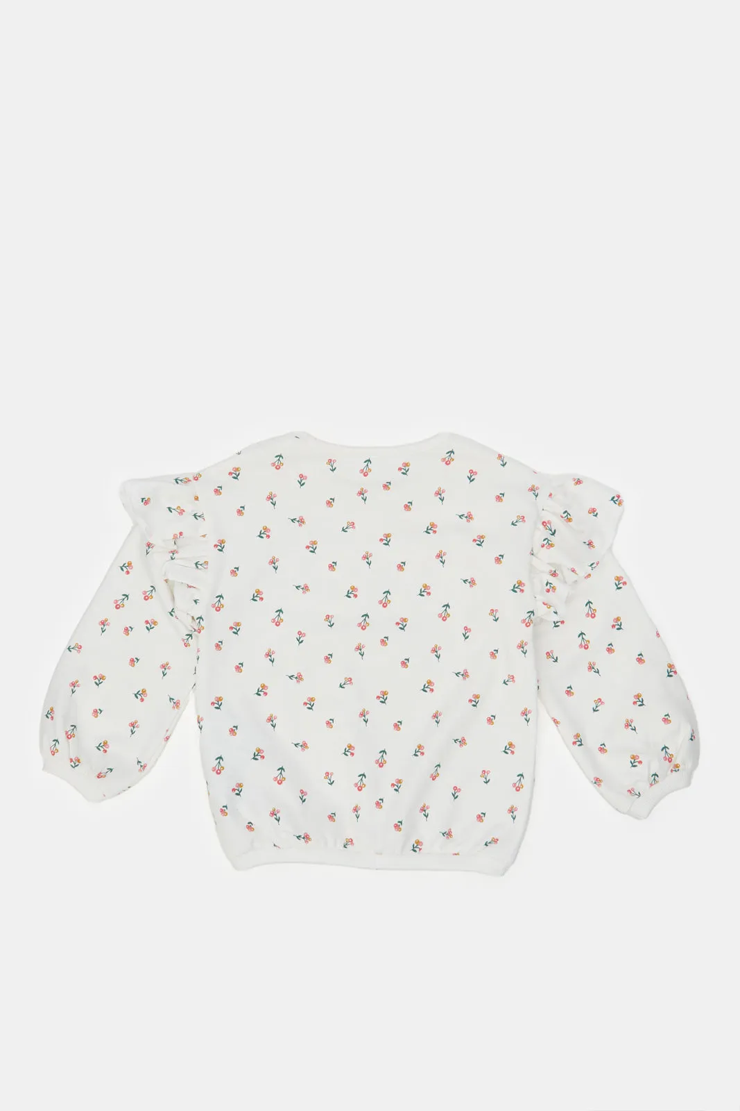 Ivory Floral Aop & Peach Solid Sweatshirt